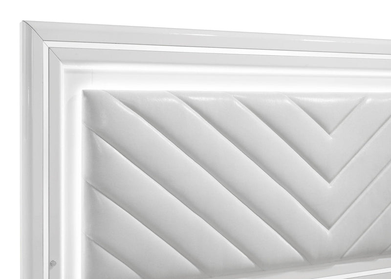 Cassia Queen LED Panel Bed White High Gloss