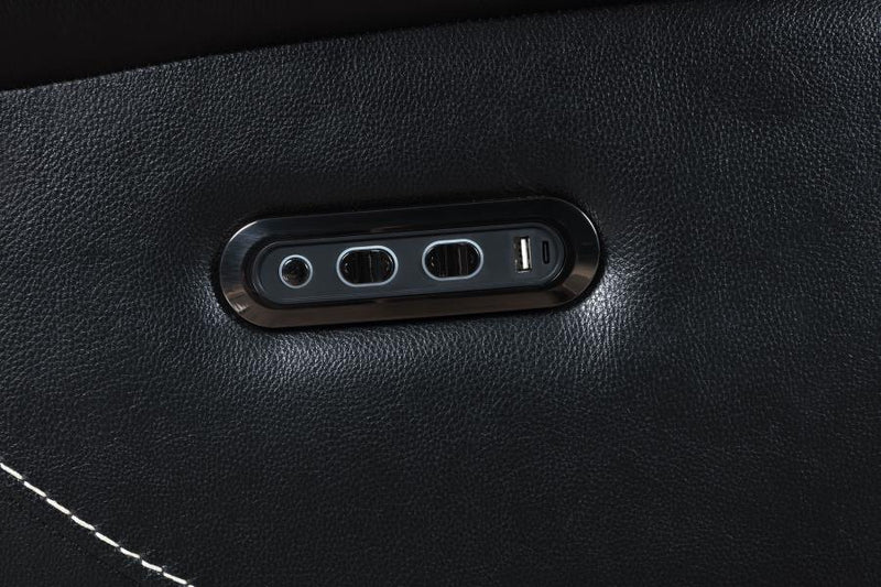 Hewitt - Leather Upholstered Dual Power Recliner Chair - Black