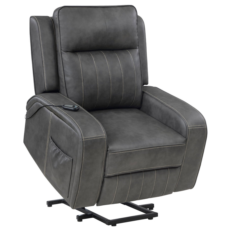 Mckinley - Upholstered Power Lift Recliner Chair With Remote Control - Gray