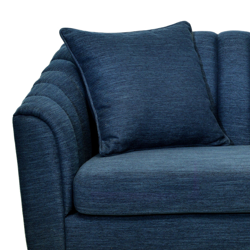 Contemporary 3 Seater Sofa With Button Tufted Design - Navy Blue