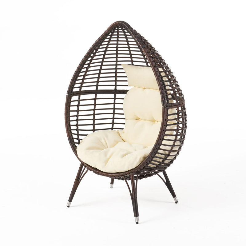 Cutter Teardrop Patio Chair With Water Resistant Cushion - Multi / Brown / Beige