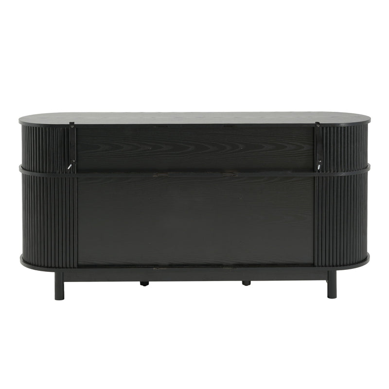Fluted Sideboard Buffet Cabinet With Sliding Doors And Adjustable Shelves