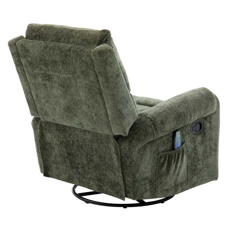 Manual Recliner Massage Chair With Swivel Rocker, 8 Massage Modes, Side Storage Pocket