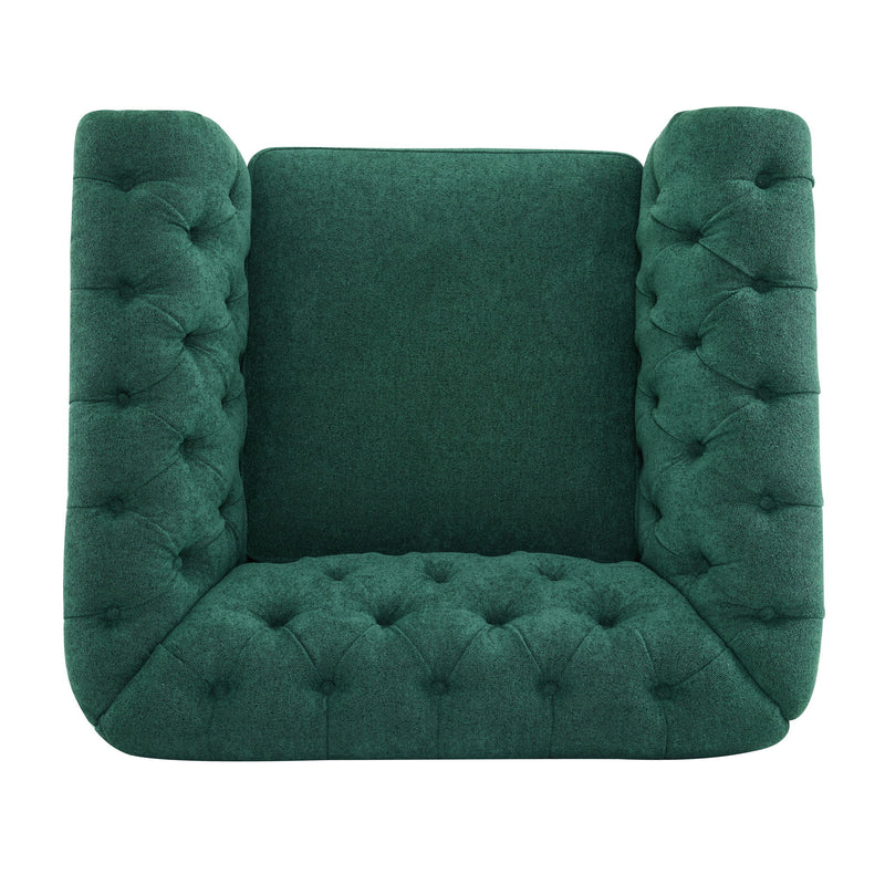 Chesterfield Swivel Club Chair With 360 Degree Rotation - Dark Green