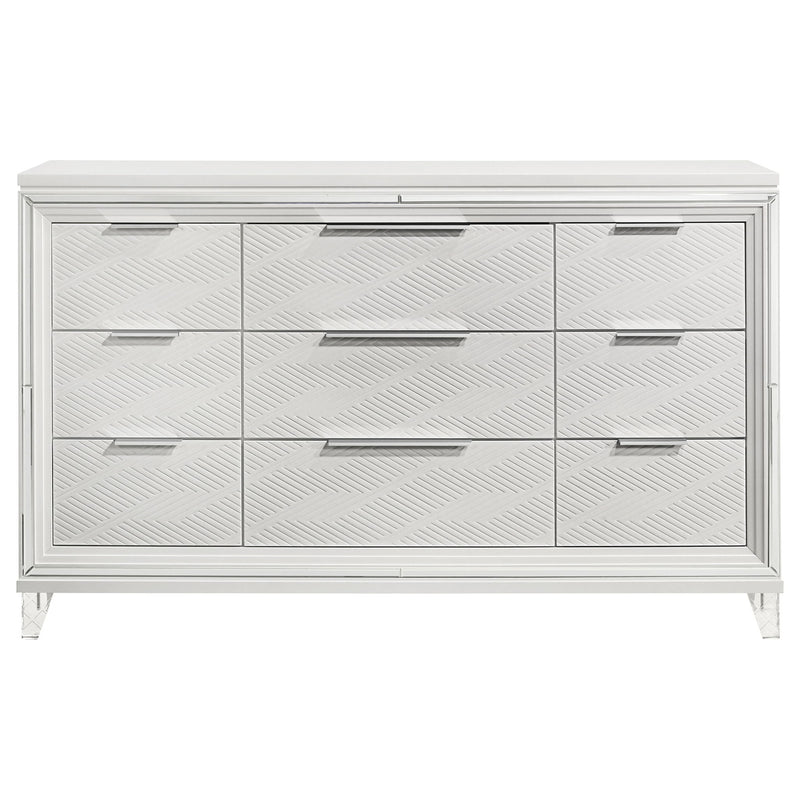 9 Drawer Dresser Cabinet With Picture Framed Fronts - White