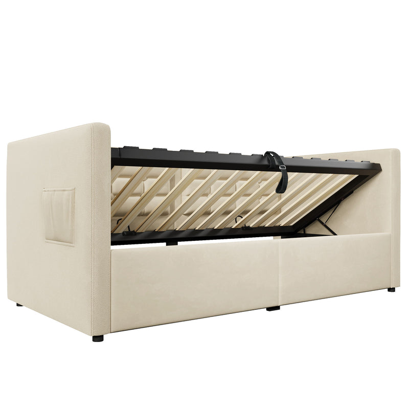 Upholstered Daybed With Hydraulic Storage And USB / Type - C Charging