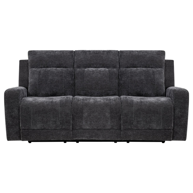 Kennett Chenille Upholstered Power Reclining Sofa Dark Grey