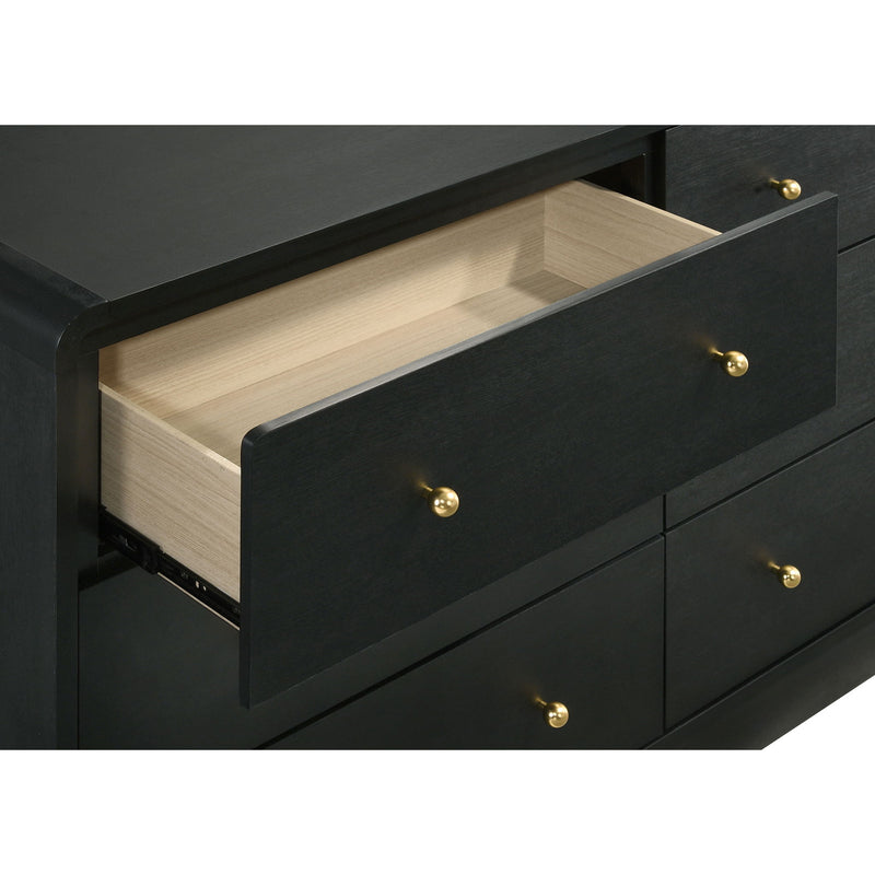 Burton - 6 Drawer Dresser With Mirror - Black
