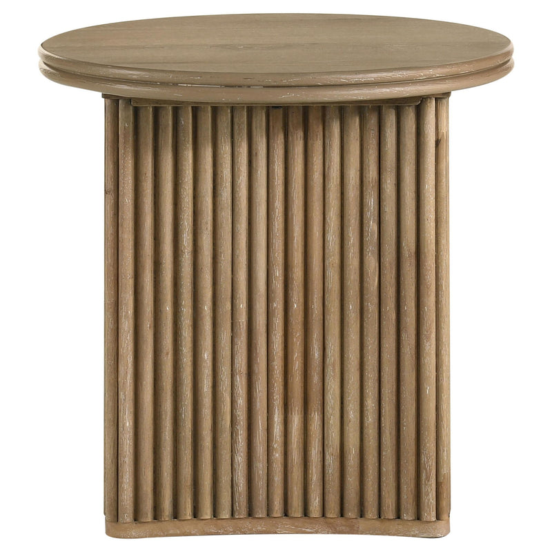 Adina 2-piece Round Coffee Table Set Distressed Light Brown