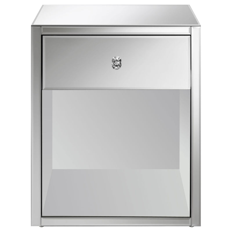 Coquette 1-drawer Mirrored Accent Side Table Silver
