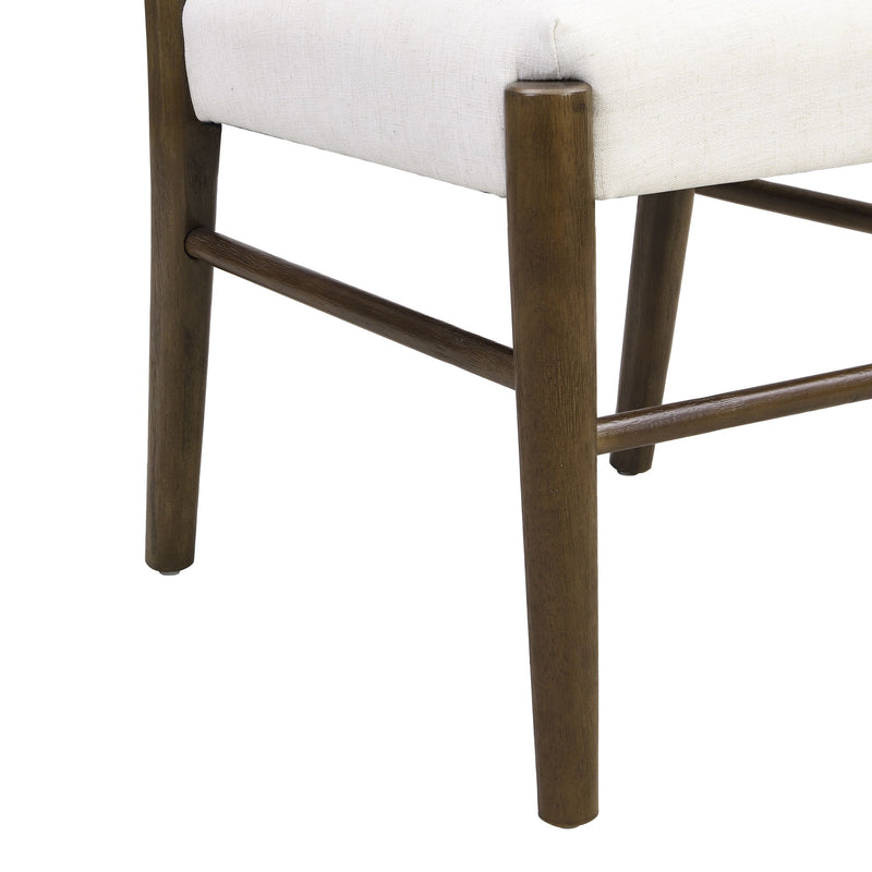 Farmhouse Style Dining Chair Set With Ladder Back Design - Beige