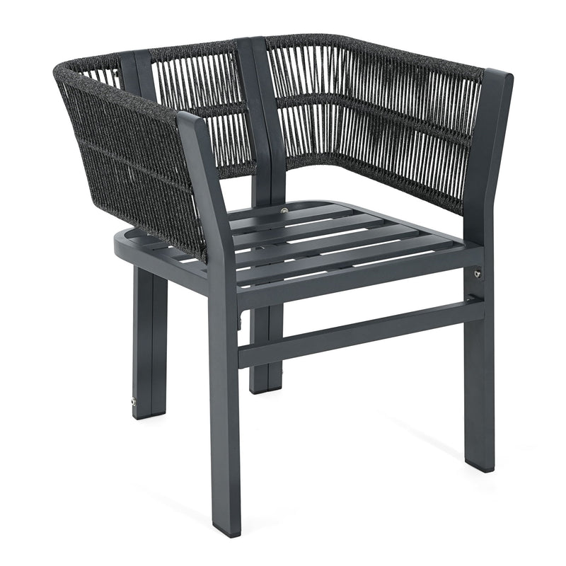 7 Piece Outdoor Dining Set With Table And 6 Chairs - Black / Teak / Gray