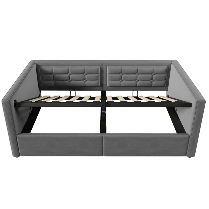 Upholstered Daybed With Hydraulic Storage And USB / Type - C Charging