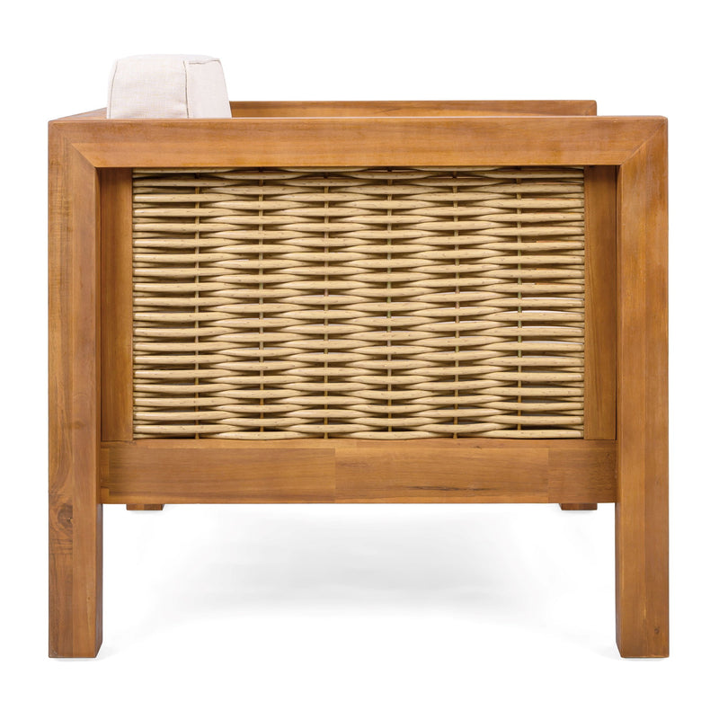 Outdoor Club Chair With Wicker Armrest