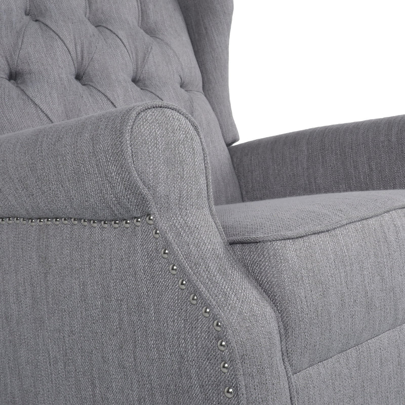 Sheila - Contemporary Fabric Tufted Wingback Rocking Chair - Gray
