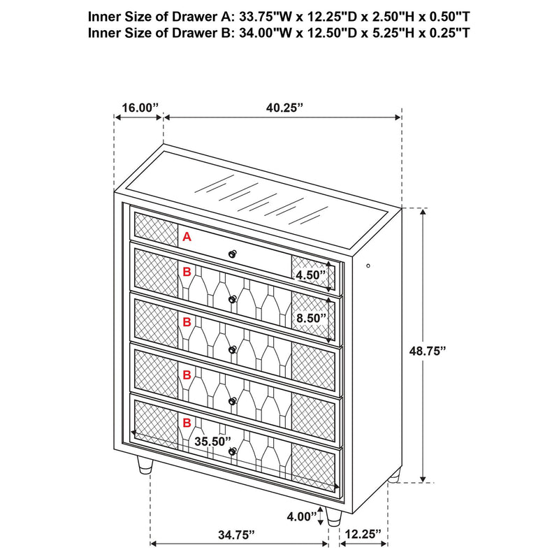 Lorient 5-drawer LED Chest of Drawers Ivory and Camel