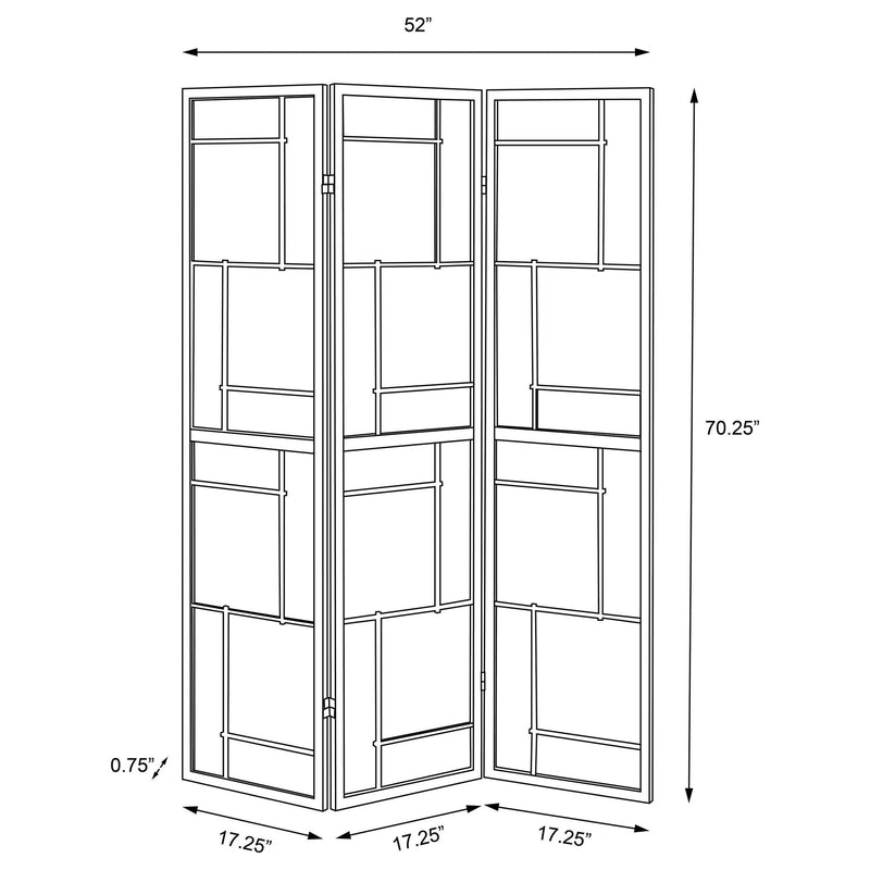 Damis 3-Panel Room Divider Folding Shoji Screen Black