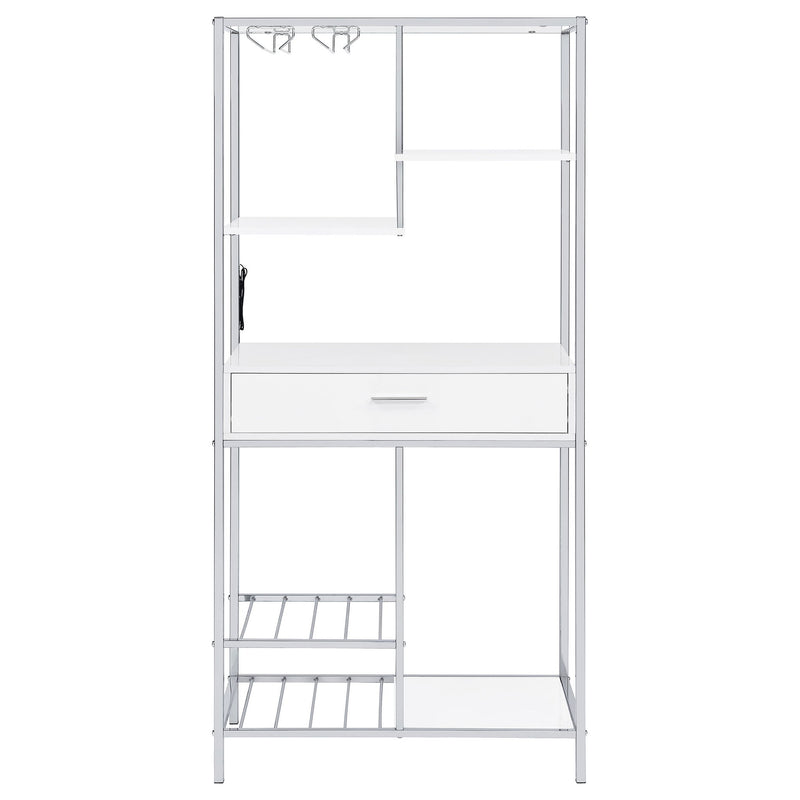 Draper - 5 Shelf LED Wine Cabinet With Pull Out Drawer - Gloss White