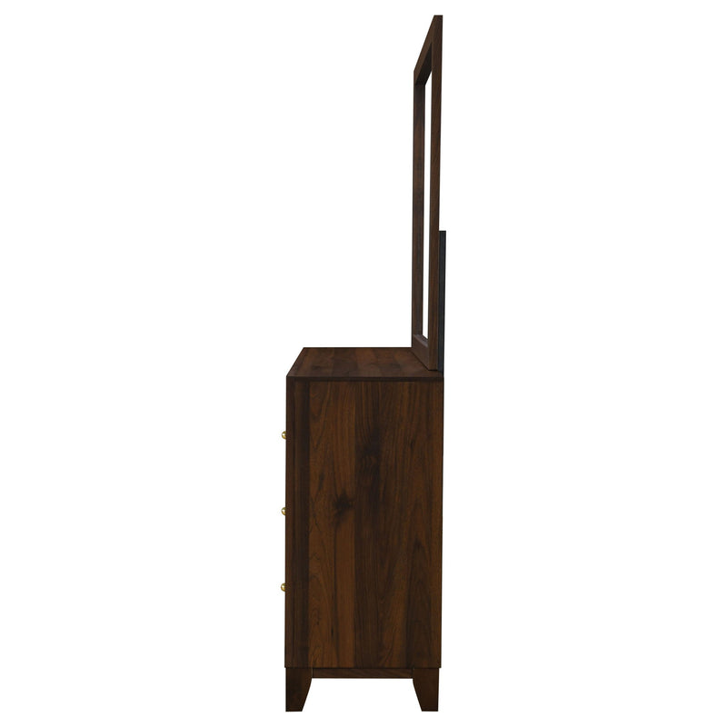 Anza - 6 Drawer Dresser With Mirro - Walnut
