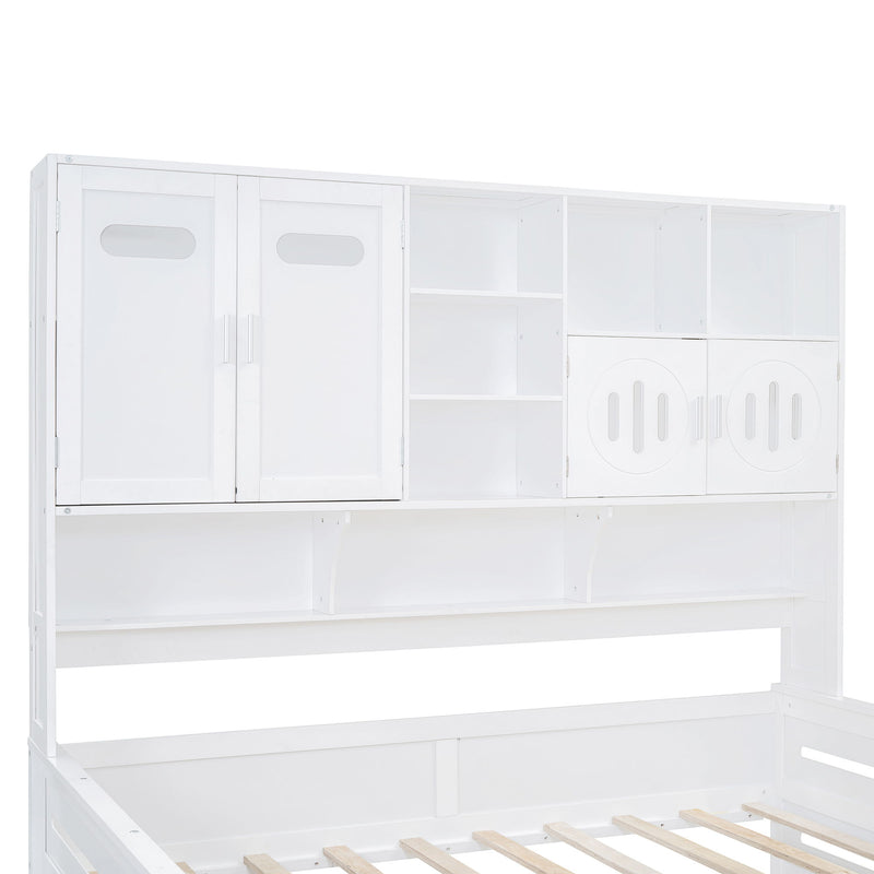 Daybed With All-In-One Cabinet And Shelf