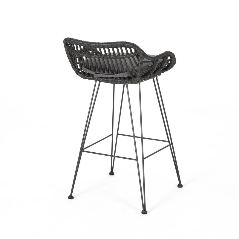 Outdoor Rattan Bar Chair With Metal Legs
