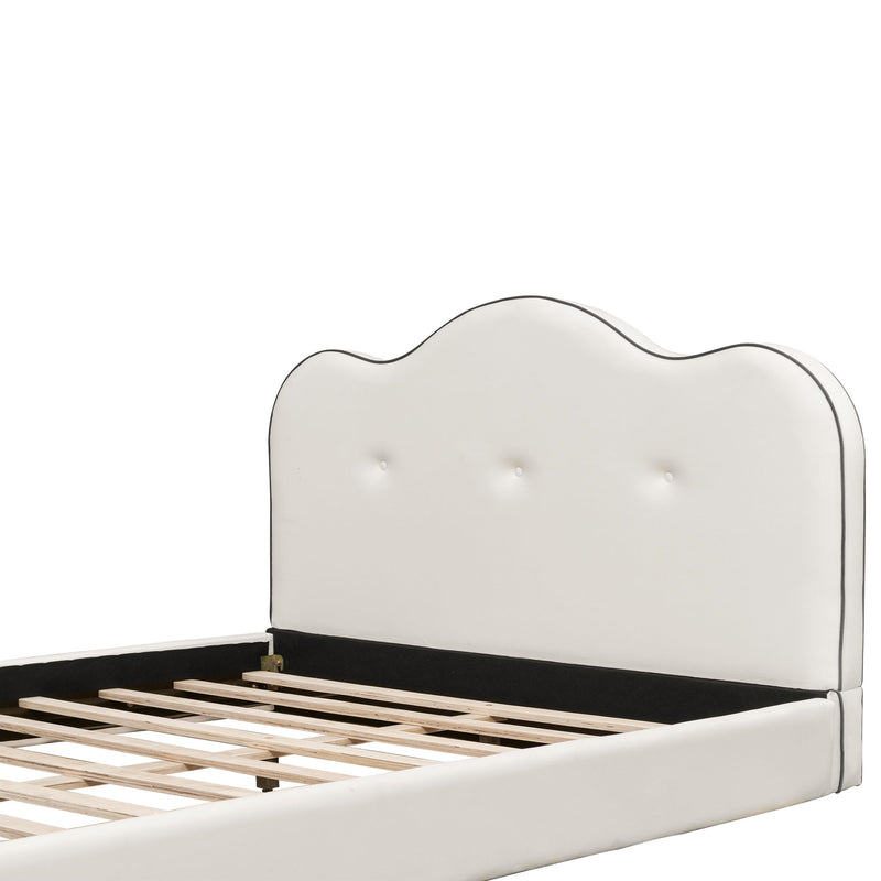 Upholstered Platform Bed With Sturdy Frame And Headboard