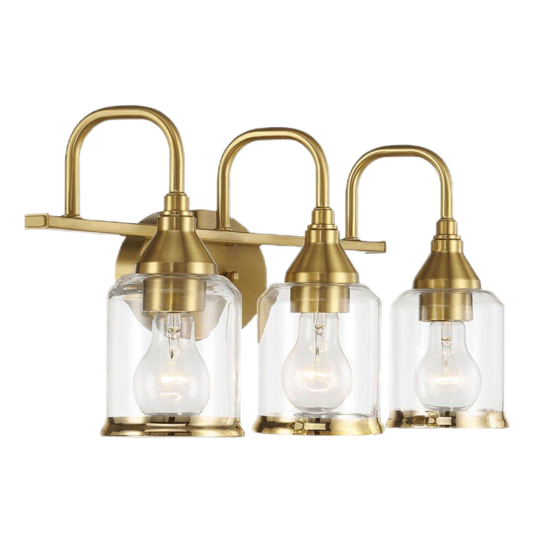 3 Lights Brush Vanity Light - Clear / Gold