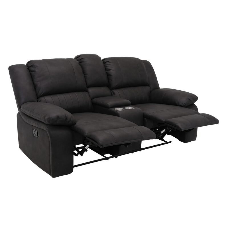 Reclining Console Loveseat - Black - Fabric