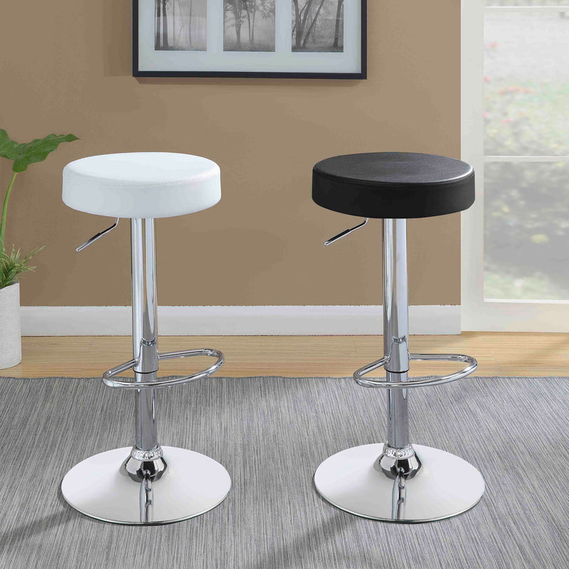 Adjustable Hydraulic Bar Stool With Base And Padded Seat - Black / Silver