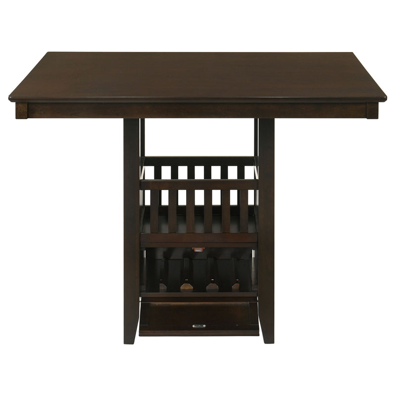 Finley - Square Counter Table With Storage Pedestal Dining Table - Espresso