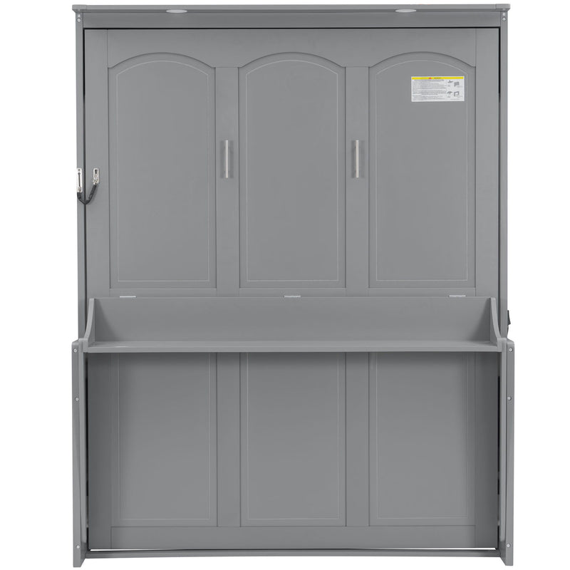 Murphy Bed With Desk, LED Lights And USB Charging Station