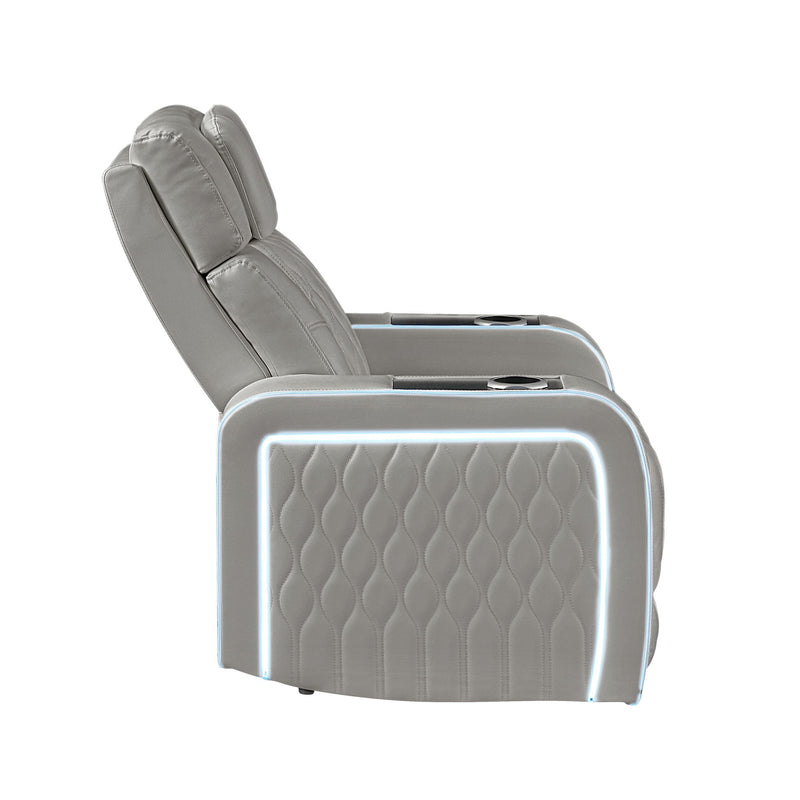 Electra - 3 Piece Power Reclining Sofa, Loveseat And Recliner Set With Power Headrests, Massage And LED Lighting