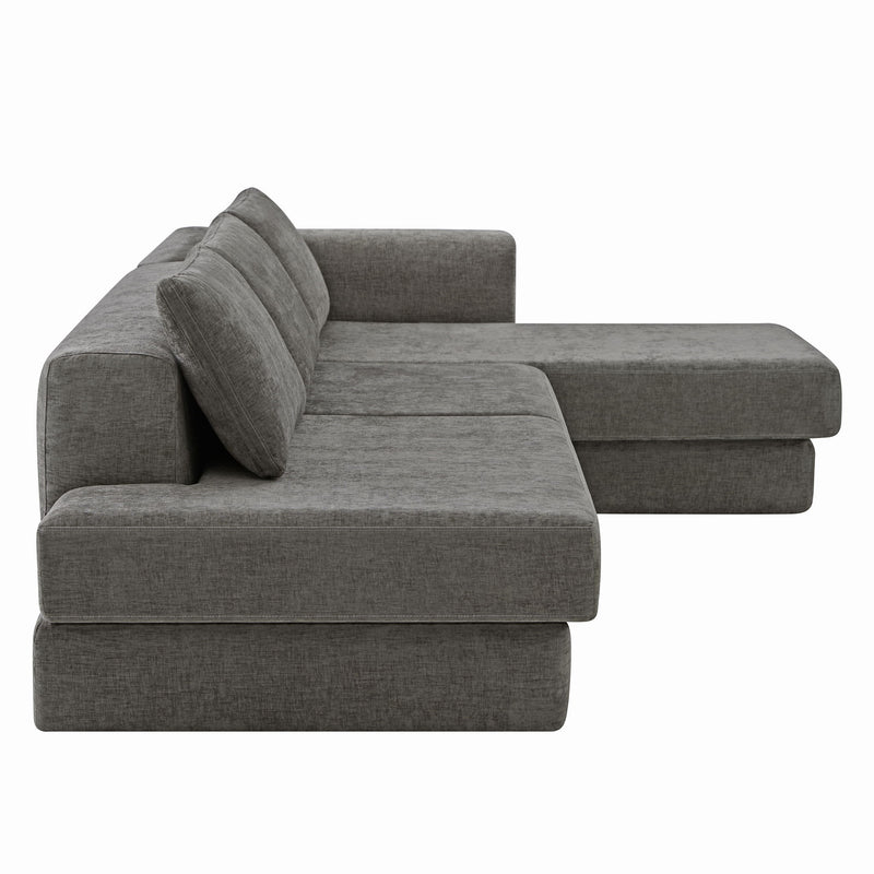 L-Shaped Modular Sofa With Double Layer Cushion