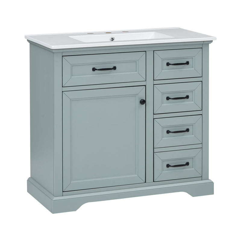 36" Bathroom Vanity With Sink, 2 Tip-Out Drawers, Soft Close Hinges