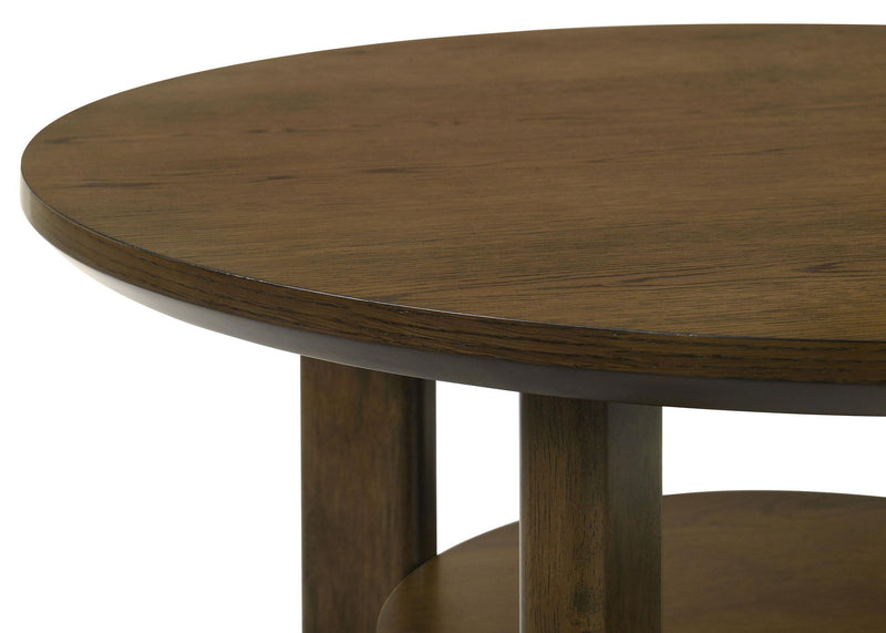 Ottowa 2-piece Round Wood Coffee Table Set Brown