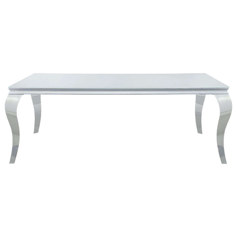 Carone 5-piece 81-inch Rectangular White Glass Dining Set Grey