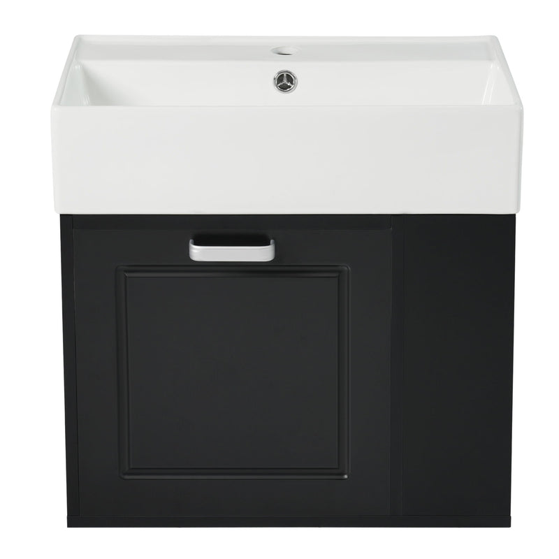 Modern Wall Mounted Bathroom Vanity With Sink, Soft Close Drawer, Adjustable Shelf, Toilet Paper Holder