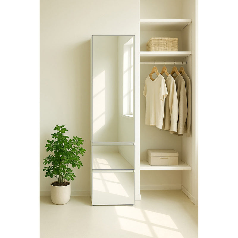 Elise - Slim Modular Closet Cabinet With Mirror - White