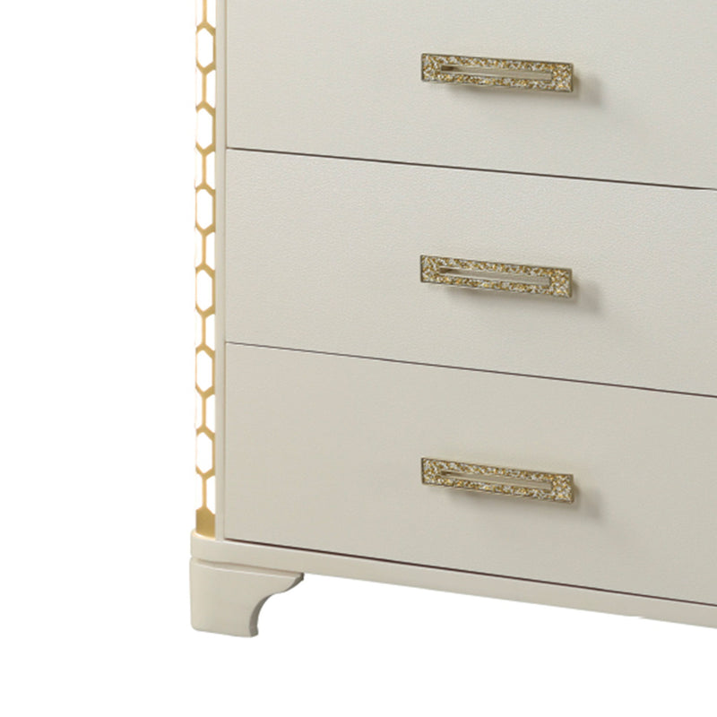 Jasmine - 5 Drawer Chest With Side LED Lightning - Beige
