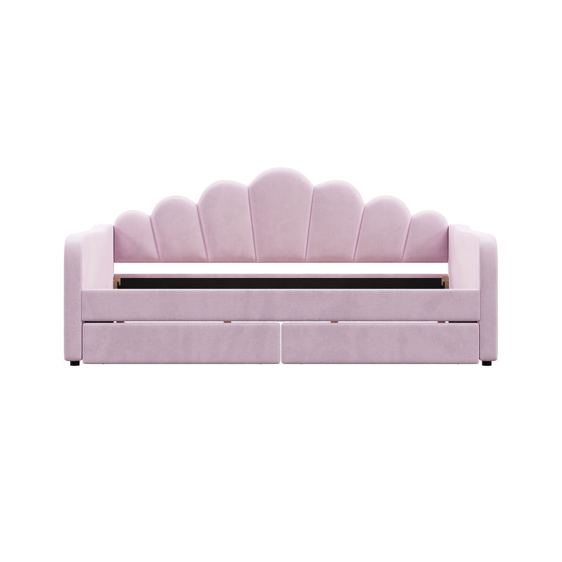Shell Shaped Upholstered Daybed Frame With Slats