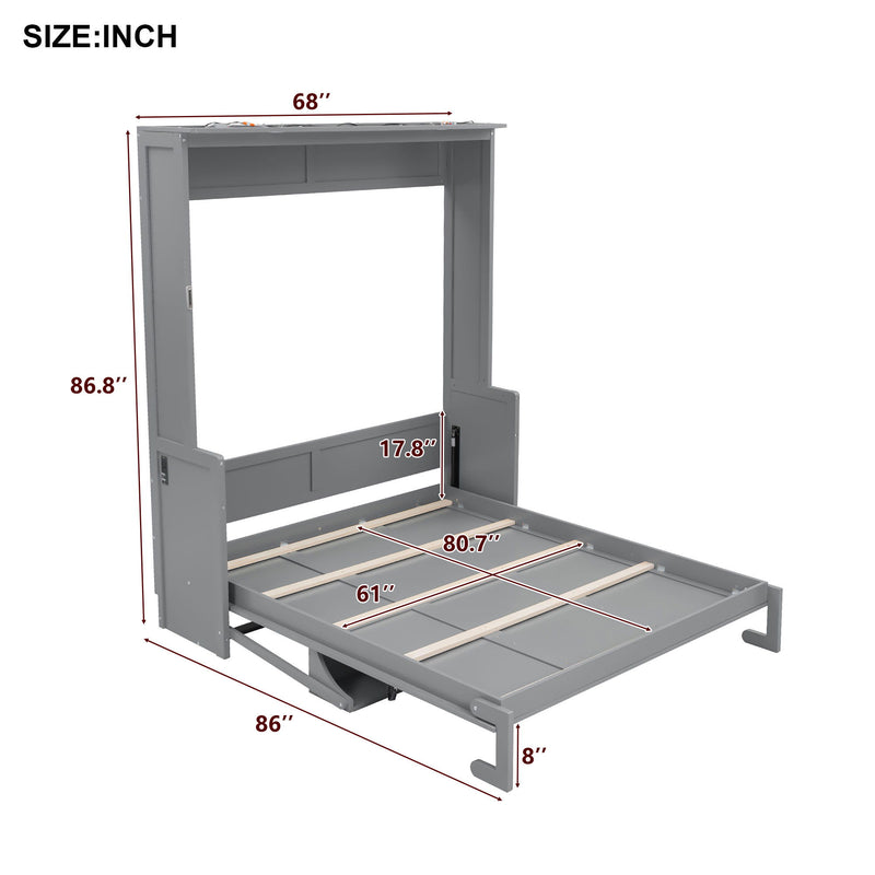 Murphy Bed With Desk, LED Lights And USB Charging Station