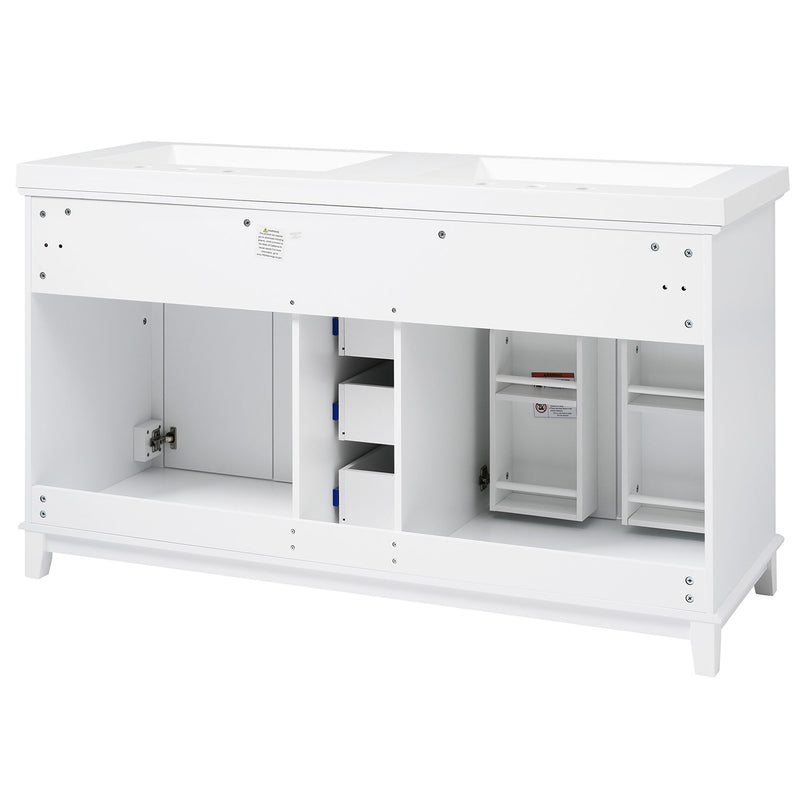 Bathroom Vanity With Double Sinks, 3 Drawers & 4 Doors - White