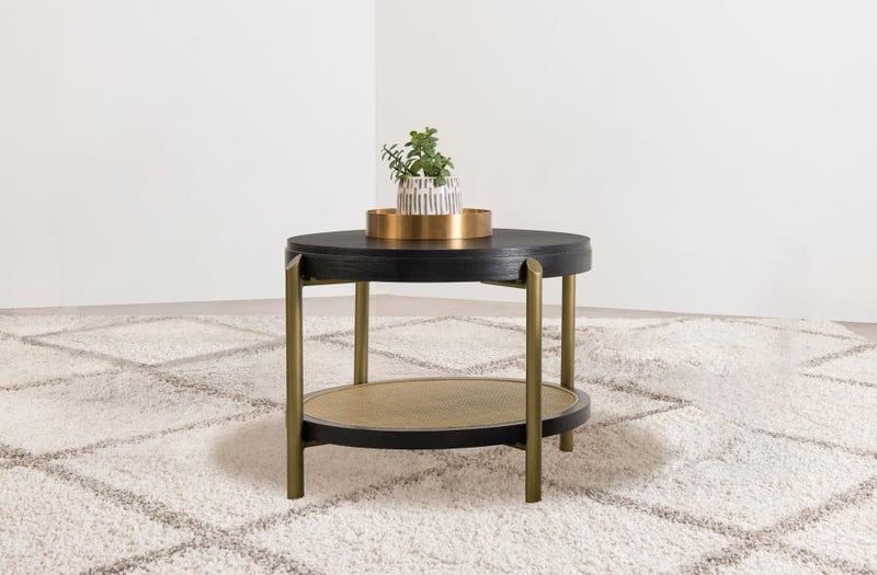 Arini - Round End Side Table With Storage Shelf