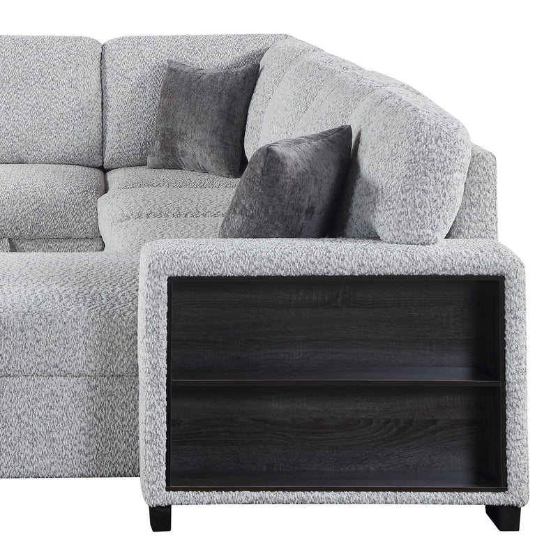 Giza - Modular Sectional Sofa With Sleeper, Storage, USB Charging - Gray