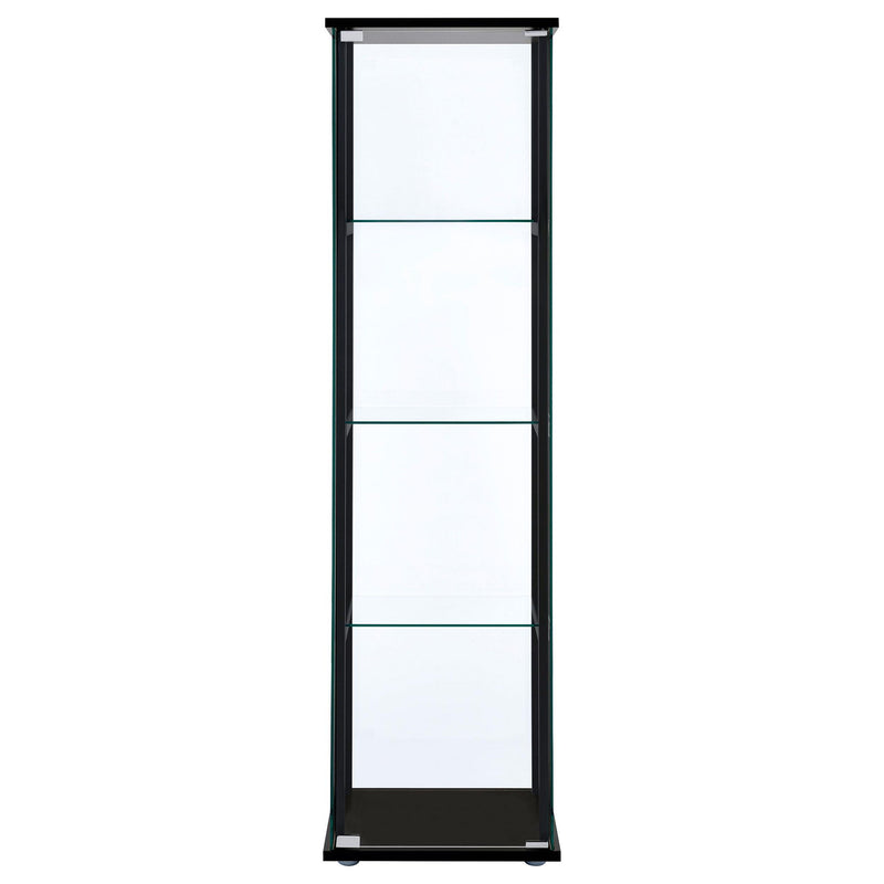 Cyclamen 4-shelf Clear Glass Curio Display Cabinet Black