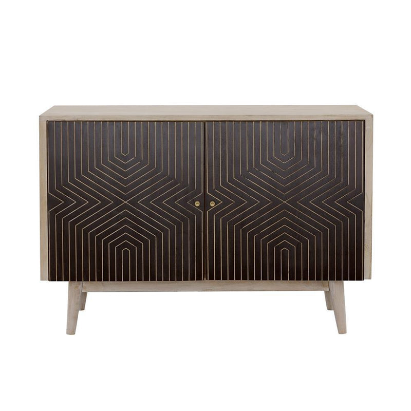 Ixora 2-door Wood Accent Cabinet White Washed and Black