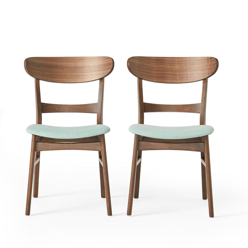 5 Piece Dining Set & 1 Table And 4 Upholstered Chairs - Mint / Walnut