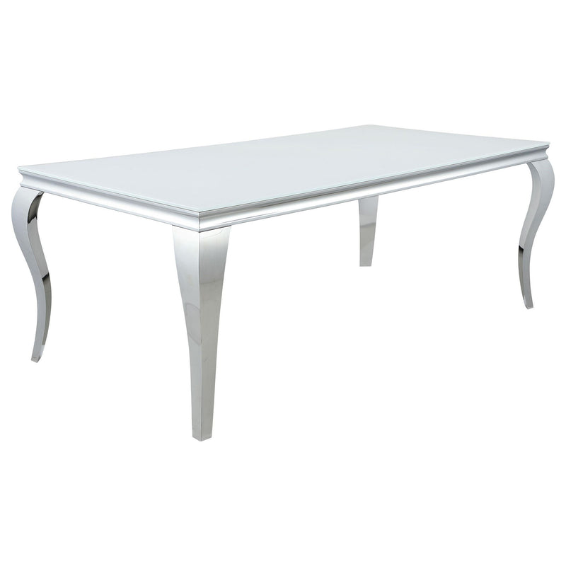 Carone 5-piece 81-inch Rectangular White Glass Dining Set Teal