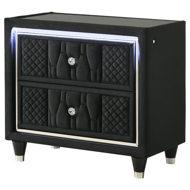Lorient - 2-Drawer LED Nightstand With USB