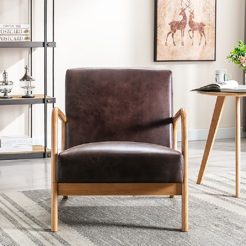 Open Framed Armchair With Cushioning Brown - Dark Brown